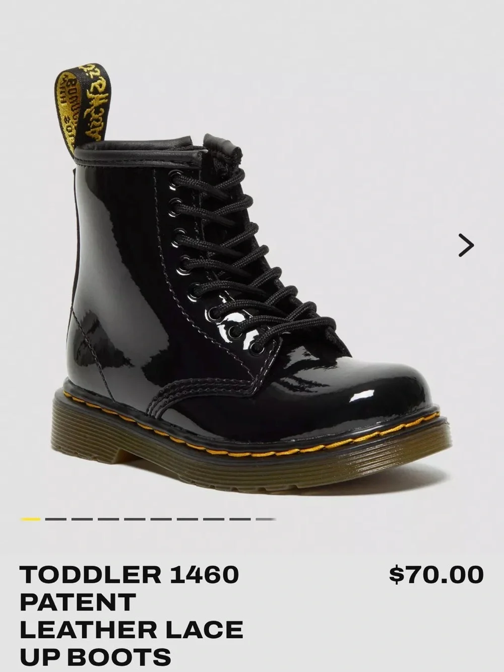 Dr. Martens Toddler 1460 PATENT LEATHER LACE UP BOOTS